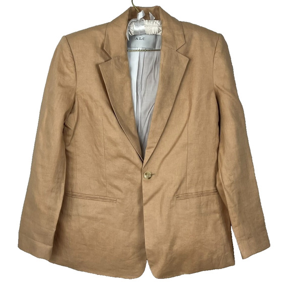 A.L.C. Blazer Womens Size 6 Beige 100% Linen Lined